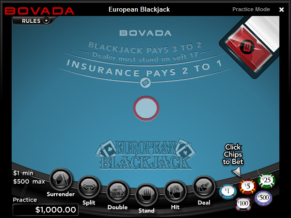Play European Blackjack at Bovada