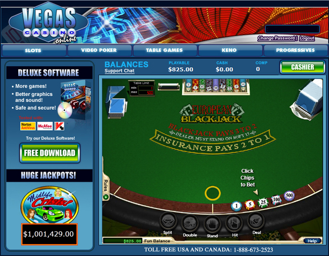 Play European Blackjack at VegasCasinoOnline.eu